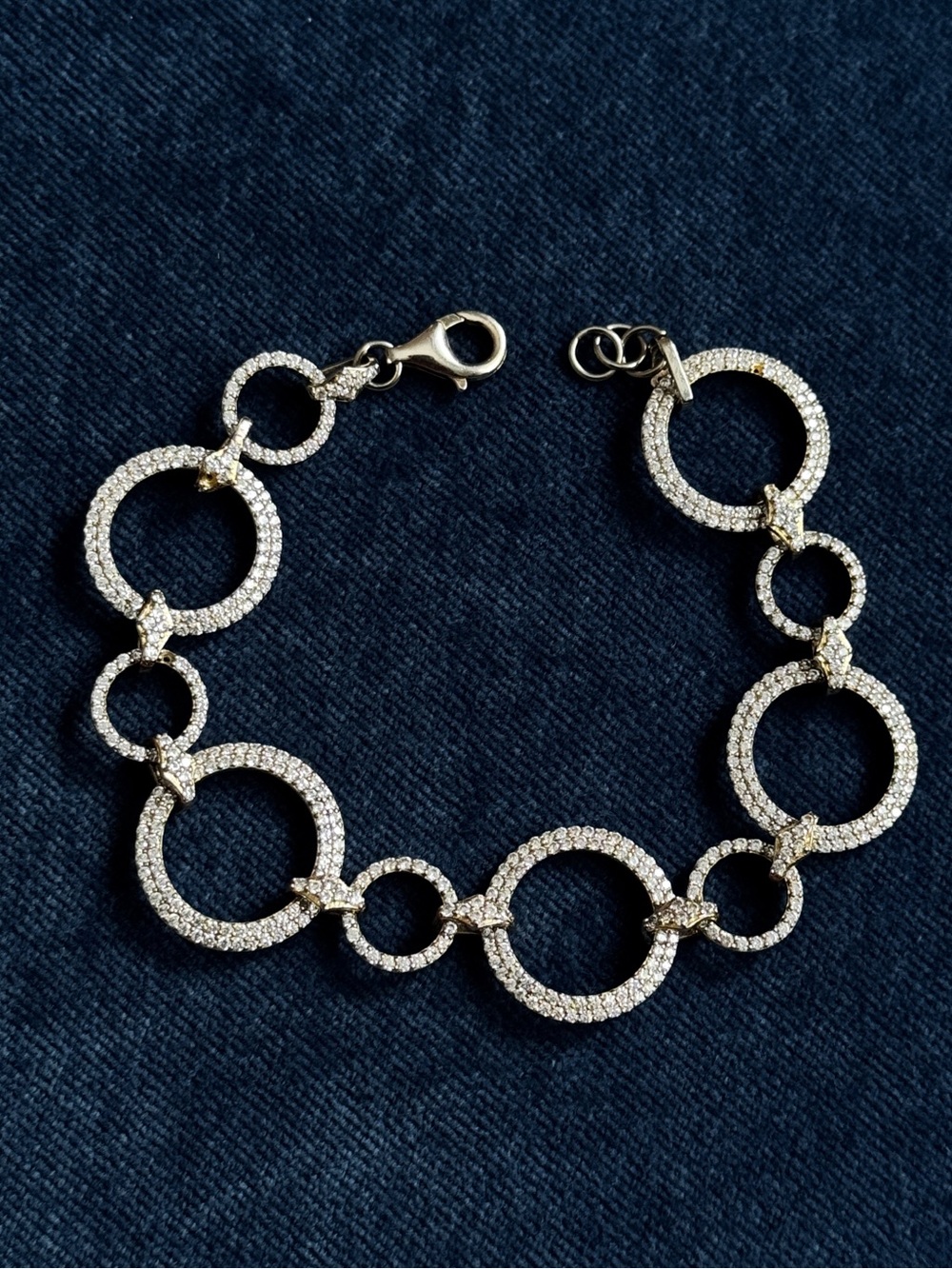 925 SterlingSilver gold plated interlocking Circle
Link Bracelet Pavé CZ Crystal